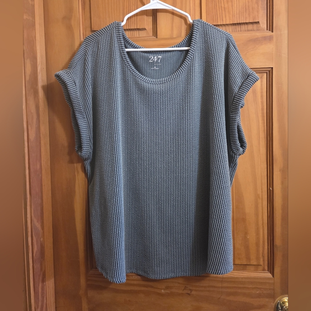 Maurices Teal Ribbed Short Sleeve Top